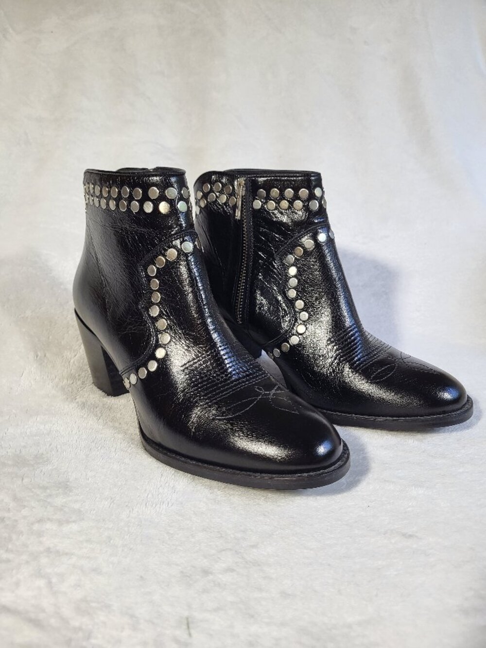 Zadig & Voltaire Molly Studded Boots Leather Women’s black studded ankle boots